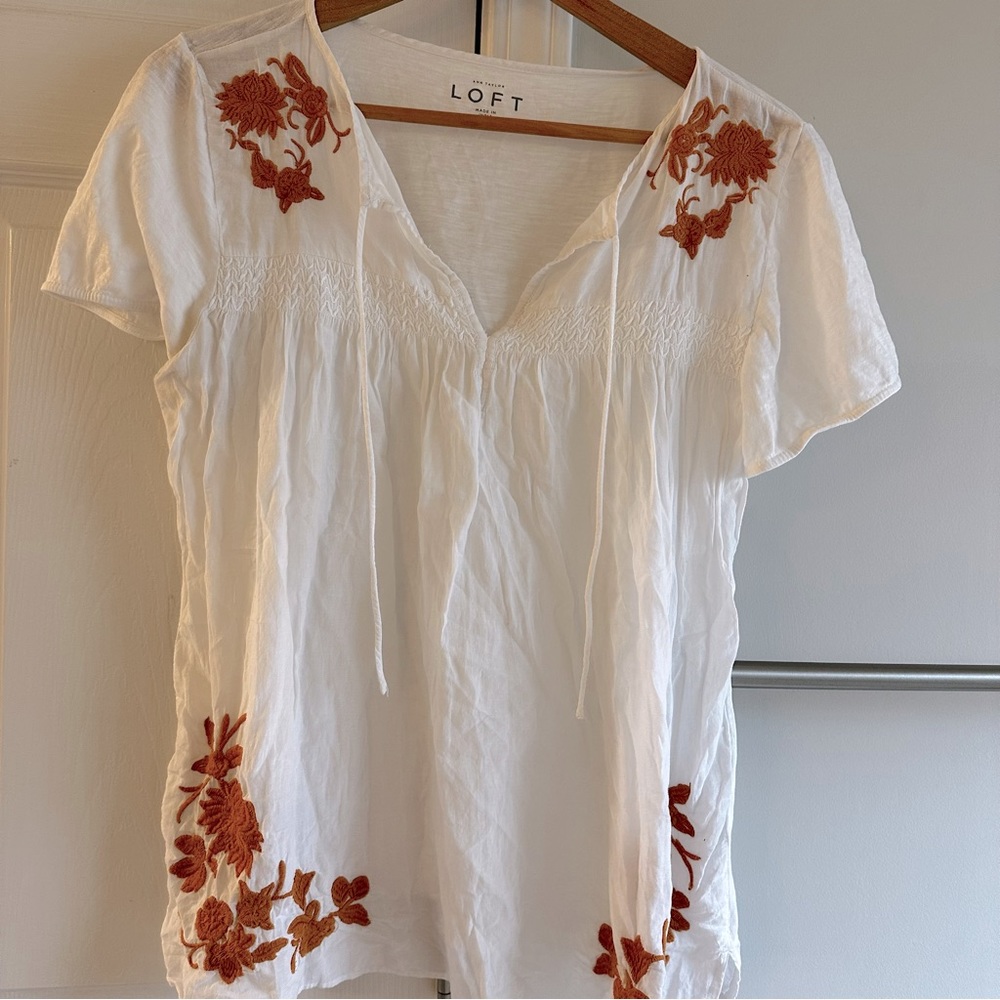 Loft Embroidered Top